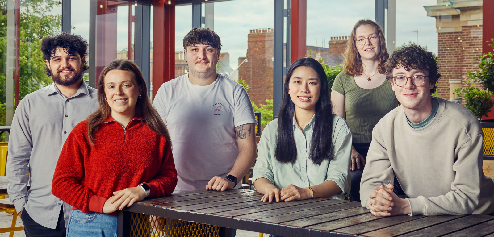 Image of your six Student Officers in the Union Bar Terrace